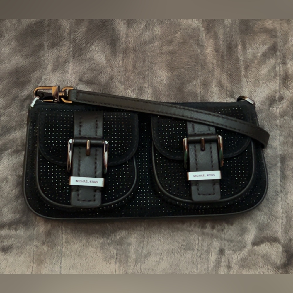 Michael Kors Zoe Embellished Suede Pouchette